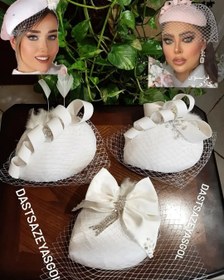 تصویر کلاه اشکی نیمه حجیم با پاپیون - اشکی حجیم فنسی شیری اول kolah ashki