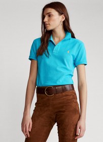 تصویر پولو شرت زنانه Ralph Lauren Skinny Fit Deep Aqua 