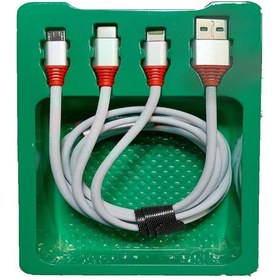 تصویر کابل شارژ سه سر مودم کت مدل MCB -002 طول 120سانتی متر 2.1 آمپرUSB TO MICRO USB . 