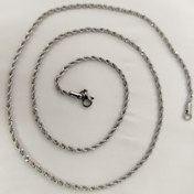 تصویر زنجیر طنابی مردانه نقره ای جنس استیل 