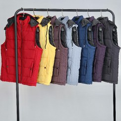 تصویر پافر مردانه و زنانه ساده مموری دکمه دار رنگ زرشکی |کد PA13 