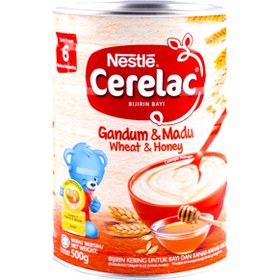 تصویر سرلاک گندم و عسل و شیر نستله خارجی قوطی 500 گرمی Nestle Cerelac Wheat And Honey 