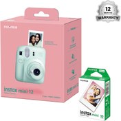 تصویر دوربین چاپ سریع فوجی سبز نعنایی با فیلم ۱۰ تایی FUJIFILM INSTAX MINI 12 Mint Green film 10 pcs 