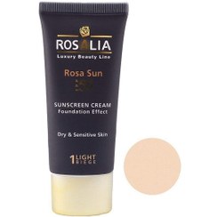 تصویر کرم ضدآفتاب پوست خشک و حساس  رزالیا شماره 1 بژ روشن SPF50 حجم 40 میل Rosalia Rosa Sun SunScreen Cream For Dry And Sensitive Skin light Beige 40ML