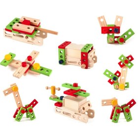 تصویر ست ابزار بازی آموزشی چوبی 43 تکه غیرسمی برای کودکان برند fun little toys 43-Piece Wooden Construction Educational Nontoxic Game Tool Toy Set For Kids