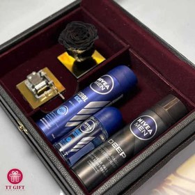 تصویر پکیج رز جاودان مشکی موزیکال و ست Nivea ویژه آقایان 