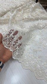 تصویر پارچه دانتل فرانسه شکوفه 