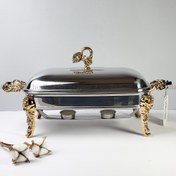 تصویر سوفله خوری نگار سایز بزرگ طرح رز دسته طلایی کد 814 