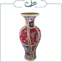 تصویر گلدان تکنیک فرش روی سفال 