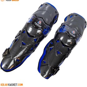 تصویر محافظ زانو موتور سواری VEMAR طرح کربن BLUE VEMAR motorcycle knee protector BLUE carbon design