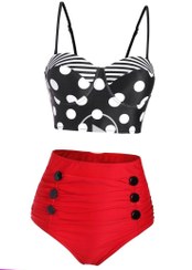 تصویر مایو بیکینی زنانه دوتیکه سایز بزرگ فاق بلند 