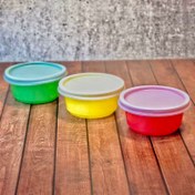 تصویر ظرف یکبار مصرف کوچک خورشتی ۲۸۰cc درب دار رنگی 