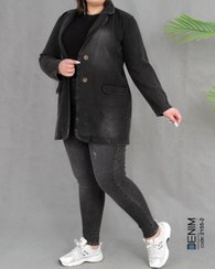 تصویر کت زنانه جین پاییزه گرم بالا 