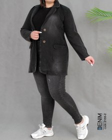 تصویر کت زنانه جین پاییزه گرم بالا 