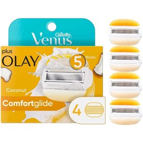 تصویر بسته ۴ عددی یدک تیغ ژیلت ونوس کامفورت گلاید Gillette Venus + Olay ComfortGlide Razor Blade Refills 