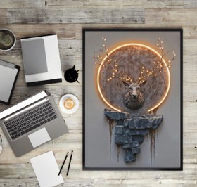 تصویر تابلو بوم گوزن چاپی سایز ۱۲۰×۸۰ 