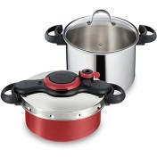 تصویر زودپز دوقلو یونیک ۷ لیتری استیل روگازی 