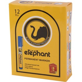 تصویر ماژیک معمولی بلک الفنت نوک تخت رنگی Black Elephant بسته 12 عددی Elephant Permanent Marker