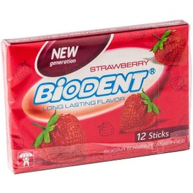 تصویر بایودنت - آدامس سری جدید بادکنکی طعم توت فرنگی 12 بسته ای bubble gum Strawberry biodent