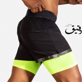 تصویر شلوارک ورزشی مردانه کشاله دار بروکس Brooks Carbonite 5″ 2-in-1 مشکی BROOKS MENS CARBONITE 5 SHORT