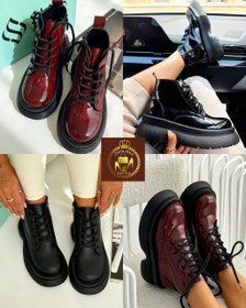 تصویر نیم بوت زنانه ورنی سایز ۳۷ و ۳۸ رنگ زرشکی و مشکی 