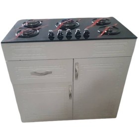 تصویر اجاق گاز طرح فر ۵ شعله ام‌دی‌اف چدن گرد 