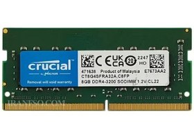 تصویر رم لپ تاپ کورشیال DDR4 تک کاناله 3200 CL22 مگاهرتز Ram Laptop (Memory) Crucial مدل CT8 ظرفیت 8 گیگابایت Ram Laptop (Memory) Crucial ct8 - DDR4 - Crucial - ValueRAM - 8GB - 3200MH