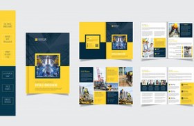 تصویر بروشور مدرن عمران – Yellow construction 8 page brochure 