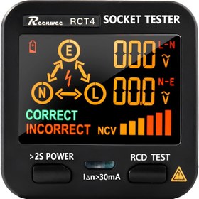 تصویر تستر خروجی MAKINGTEC، ال سی دی با نمایشگر ولتاژ، آنالایزر مدار تستر سوکت RCD، خروجی استاندارد 0.1-250 ولت 8 نشانگر بصری، تستر نشتی آشکارساز قطبی خطایاب خط الکتریسیته - ارسال 20 روز کاری MAKINGTEC Outlet Tester, LCD with Voltage Display, RCD Socket Tester Circuit Analyzer, Standard 0.1-250V Outlets 8 Visual Indications, Polarity Detector Leakage Tester Electricity Line Fault Checker