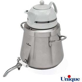 تصویر کتری و قوری 4 لیتر استیل مدل UN-7203 4 liter steel kettle and teapot model UN-7203