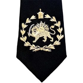 تصویر کراوات طرح شیر و خورشید مشکی طلایی | R&R 