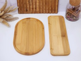 تصویر سینی رولت خوری بامبو بیضی Rectangular bamboo roll tray