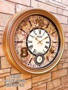 تصویر ساعت دیواری پرایم گرد دوموتوره - طلایی 