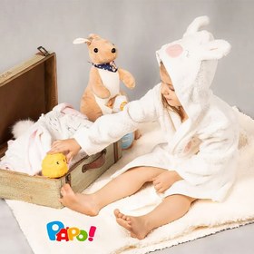 تصویر حوله تن پوش کلاه دار نوزاد طرح لاما پاپو Papo Lama Papo Lama Baby Dressing Towel