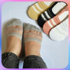 تصویر پک 5 تایی جوراب مچی زنانه شیشه ای رنگی 