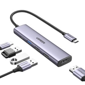 تصویر هاب USB-C یوگرین 5 پورت مدل CM478 15495 Ugreen CM478 15495 5 Ports USB-C HUB