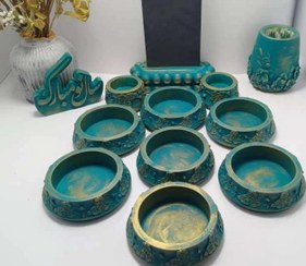 تصویر ست هفت سین سنگ مصنوعی مارسال ویژه فیروزه ای 