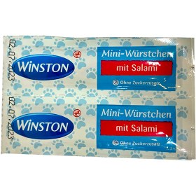 تصویر تشویقی سوسیسی گربه وینستون با طعم سالامی Winston Mini Sausage بسته 2 عددی 