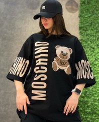 تصویر تیشرت لانگ دخترانه مدل MOSCHINO سایز فری جنس نخ پنبه رنگ مشکی 