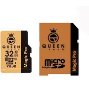 تصویر کارت حافظه میکرو اس دی 32 گیگابایت کویین تک مدل QueenTech MicroSD HC CL10 U3 633X Magic Pro UHS-I V30 A1 4K به همراه آداپتور با گارانتی مادام العمر شرکتی 