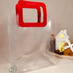 تصویر بگ طلقی شفاف دسته چرمی 