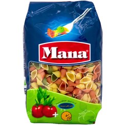 تصویر ماکارونی فرمی گوش ماهی سبزیجات مانا مقدار 500 گرم Mana Tri-color Rigate 500 g