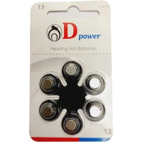 تصویر باتری سمعک شماره 13 دی پاور 6 عدد D Power Hearing Aid Number 13 Batteries 6 Pcs