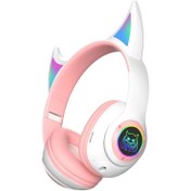 تصویر هدفون بی‌سیم طرح گربه‌ای مدل Cat-STN25 Wireless headset HI-FI