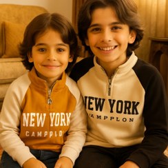 تصویر بلوز دورس پسرانه نیم زیپ آستین رگلان مناسب ۵ تا ۱۲ سال 