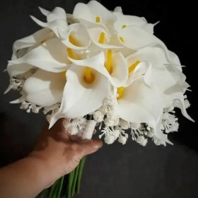 تصویر دسته گل شیپوری عروس مصنوعی 