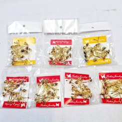 تصویر گیره دوشاخ روسری نگین کریستال سبز 