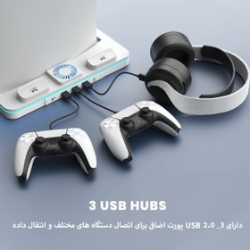 تصویر پایه شارژر و استند نگه دارنده دسته بازی پلی استیشن 5 مدل P5 RGB 