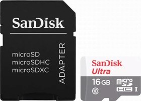 تصویر کارت حافظه microSDHC سن دیسک مدل Ultra کلاس 10 استاندارد UHS-I U1 سرعت 48MBps 320X همراه با آداپتور SD ظرفیت 16 گیگابایت ا SanDisk Ultra UHS-I U1 Class 10 48MBps 320X micro SanDisk Ultra UHS-I U1 Class 10 48MBps 320X micro