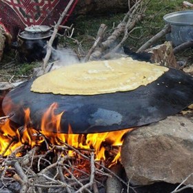 تصویر ساچ چدنی 44 سانتی دسته دار نان پزی چدن خالص بدون روکش (ساچ روسی ظرف چدنی) ماهیتابه ووک چدن . آقای سنگی . درمان کمخونی 